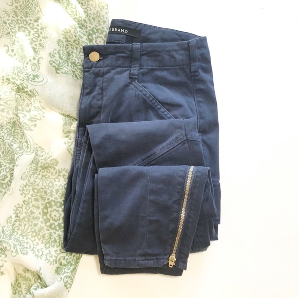 J Brand Mid Rise Houlihan Cargo Pants Skinny Crop Ankle Zip Blue Size 26 NWT - Picture 1 of 8